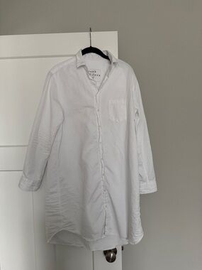 Frank & Eileen Mary White Longline Button-Down Shirt Dress
